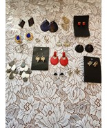 Lot of 15 Pairs Pierced Earrings.    Flower, Saddle, Cross, etc.  Nice C... - $32.60 CAD