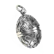  Gerochristo 3464 -  Sterling Silver Ornate Egg Locket Pendant  - £147.88 GBP