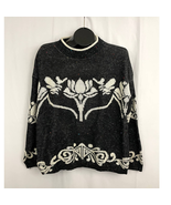 VTG Floral Pullover Sweater Top Women&#39;s Confetti LARGE Oversized - £17.59 GBP