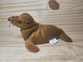Its All Greek To Me 9” Beanie Plush Brown Seal Stuffed Animal Cute Soft - £6.51 GBP