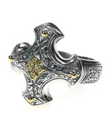Gerochristo 2713 - Solid Gold & Silver - Medieval-Byzantine Cross Ring / size 7 - $330.00