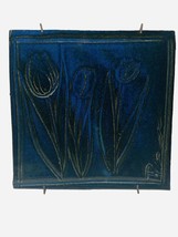 Blue Tulips Art Tile 6.5&quot; Decorative Ceramic Flowers Floral Hanging Art Trivet - £13.41 GBP