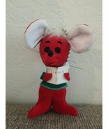 Dakin Dream Pets Christmas Carols Velveteen Sawdust Red Mouse 7&quot; Vintage - $17.77