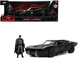 Batmobile Matt Black with Batman Diecast Figure &quot;The Batman&quot; (2022) Movie &quot;DC C - £42.38 GBP