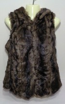 Peter Nygard Size 4 Petite 4P Terra Brown Faux Fur New Women&#39;s Hooded Vest - £100.49 GBP