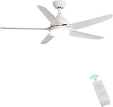 Indoor Ceiling Fan Light Fixtures - Finxin White Remote Led 52 Ceiling, 5-Blades - £103.88 GBP