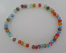 Kids Elastic Multicolor Beaded Bracelet Youth Colorful Fashion Jewelry Cute Gift - £3.99 GBP