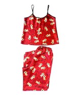Vtg Fashion Bug Womens Red Teddy Bear Satiny Camisole Pajama Set 90s Y2K... - $28.70