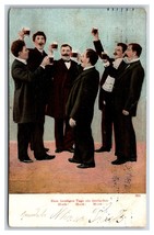 German Comic Men Gathered Drinking and Singing Hoch! Barrels DB Postcard S3 - £4.17 GBP