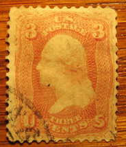 1861/62 Washington 3 Cent Rose Stamp Cancelled 2nd design - £6.28 GBP
