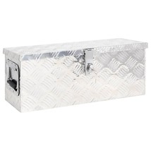 vidaXL Storage Box Silver 23.6&quot;x9.3&quot;x9.1&quot; Aluminum - £110.09 GBP