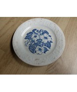 5 VINTAGE WILD ROSE USA BLUE &amp; WHITE PLATE SAUCER BOWL, 1 6.5&quot; DISH, &amp; 2... - $10.88