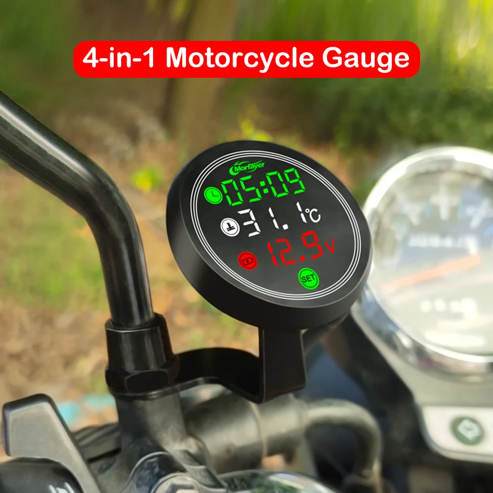 Motorcycle Thermometer LED Digital Display Electronic 4 In 1 Water Temperature - £24.19 GBP