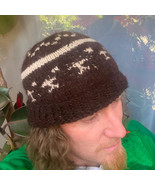 Hand Knit Wool Slouchy Beanie - Soft Warm Light Brown Alpaca Wool Winter... - £33.81 GBP
