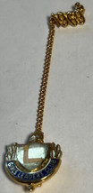 Pin Girls Leader&#39;s Club 1969 Emblem on a Chain with Year  Gold Tone 2.5 Inches - £4.71 GBP