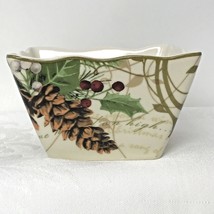 222 FIFTH Holiday Wishes Christmas Square Dish Bowl Dips Snacks Candy or Nuts - £7.70 GBP