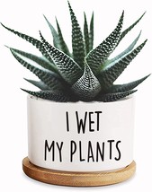 I Wet My Plants Funny White Mini 3.5 Inch Ceramic Flower Planter Pot, Co... - £35.88 GBP