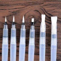 Bluemoona 6 Pcs - Round Barrel Water Paint Soft Watercolor Brush Pen DIY Drawing - £10.06 GBP