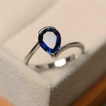 925 Sterling silver 5.25 Ct blue sapphire solitaire engagement Ring  Size 6.5 - £66.15 GBP
