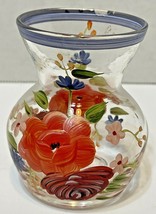 Vintage Small Hand Painted Floral Clear Glass Bud Vase 3 Inches Tall - $19.97