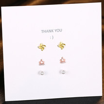 Combination Earrings 925 Silver Earrings Personalized Crown Flower Pearl Three-P - £14.38 GBP