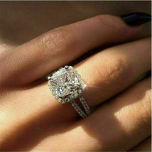 2.30 Karat Kissen Künstlicher Diamant Ehering Verlobungsring 14K Weiß Vergoldet - £88.37 GBP