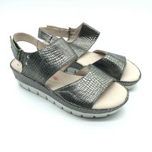 Amalfi by Rangoni Womens Sandals Pillow Feet Embossed Leather Wedge Silver 7.5 - £23.08 GBP