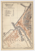 1902 Original Antique City Map Of TROUVILLE-SUR-MER Deauville Normandy / France - £16.94 GBP