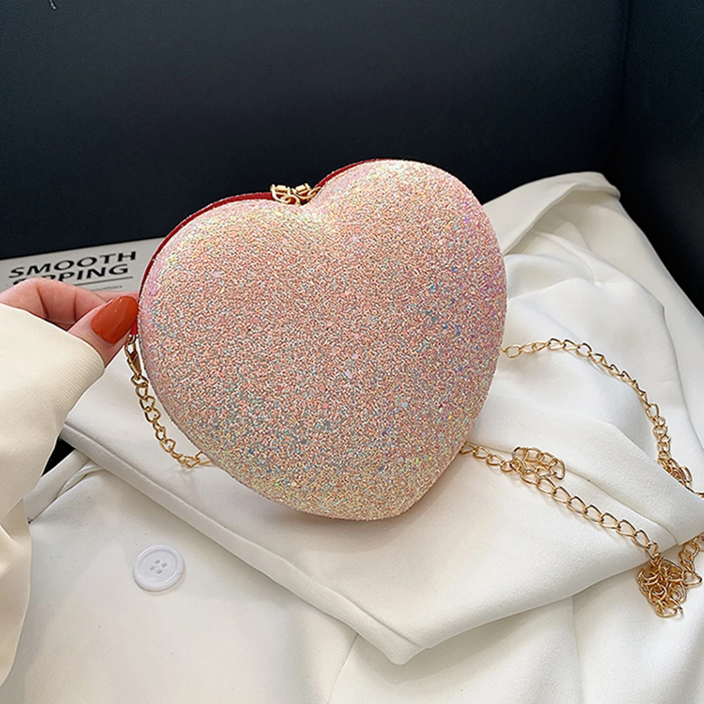 Elegant Sequins Love Heart-Shaped Evening Clutch Bag s Ladies Handbags for Ladie - £49.79 GBP