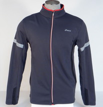 Asics Gray &amp; Red Zip Front Reflective Running Jacket Men&#39;s NWT - £87.71 GBP