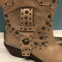 VINCE CAMUTO DISTRESSED LEATHER MID- CALF BOOT WITH STUD DETAIL US sz 8 ... - £39.71 GBP