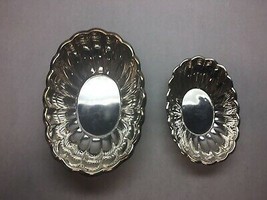 VINTAGE Reed and Barton BRAND Holiday PATTERN Oval Bowls Set of 2 SILVER... - $37.86