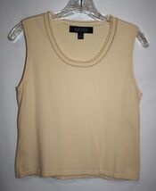 Kasper Petite SMALL Camisole Yellow Tank Top Sweater Round Scalloped Nec... - $10.40