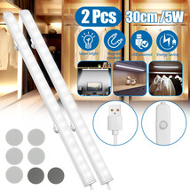 2pcs 20LED Under Cabinet Closet Lights USB Kitchen Shelf Magnetic Strip Bar Lamp - £16.83 GBP