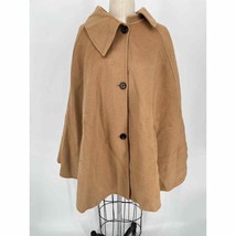 Nap Buttoned Wool Cape Coat One Size Yellow-Gold Pale Brown 100% Wool - £114.81 GBP