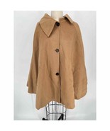 Nap Buttoned Wool Cape Coat One Size Yellow-Gold Pale Brown 100% Wool - £116.15 GBP