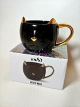 Ankit Meow Mug Black Cat Kitty Caffeine Kindness in box  - $9.90