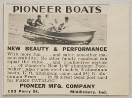 1957 Print Ad Pioneer Pacemaker Aluminum Boats Made in Middlebury,Indiana - $8.79