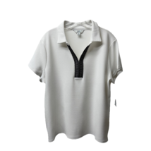 Croft &amp; Barrow Shirt Bright White Black Textured Sport NEW Collared Slit... - $17.09