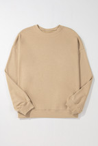 Apricot Solid Crew Neck Drop Shoulder Plus Size Sweatshirt - $29.42