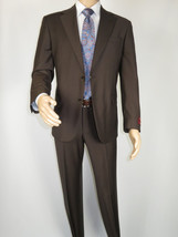 Men Suit BERLUSCONI Turkey Italian Wool 180's Portly Drop 4 Pants K255-07 Brown image 5