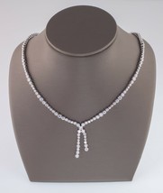 10.00ct t.w. Gorgeous CZ Tennis Necklace Set In Rhodium Plated Sterling, 16&quot; - £126.59 GBP