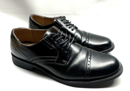 JF J Ferrar Dress Shoes Mens 9.5 M Oxford Cap Toe Black Faux Leather Low... - $28.00