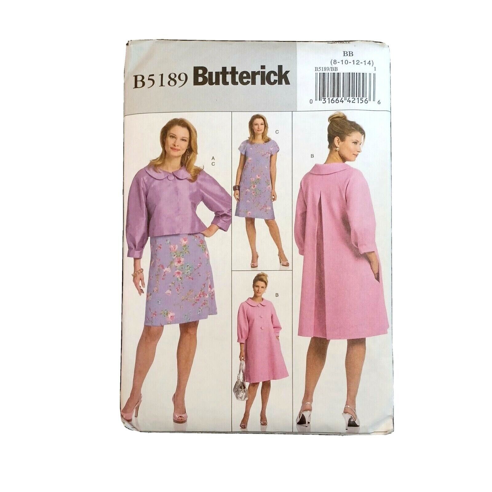 Primary image for Butterick B5189 Misses Jacket Coat Dress Sewing Pattern Sizes 8-14 Uncut UC