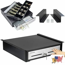 Cash Register Drawer With Under Counter Mounting Metal Bracket 16” Black... - $165.30