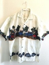 Go Hawaii Men&#39;s Sz XL Hawaiian Cars Surf Board Palm Trees Button Front S... - £14.92 GBP