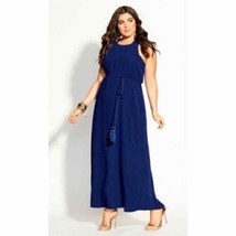 NWT City Chic Halter Bliss Maxi Dress in Blue Size 22 Tassel Belt - $55.80