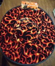 015 Large Fire Orange &amp; Black Witch Pimp Hat Costume Halloween Funky NWT - £4.67 GBP