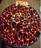 015 Large Fire Orange &amp; Black Witch Pimp Hat Costume Halloween Funky NWT - £4.73 GBP