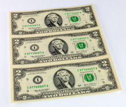 Series 2003-A $2 Note Sheet (3Pcs) FR# 1938-I Choice Unc - $43.84